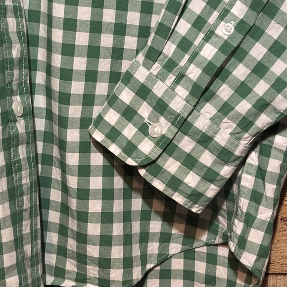 J.Crew Flex Washed Shirt Men's XL Slim Green White Gingham Long Sleeve - Picture 3 of 7
